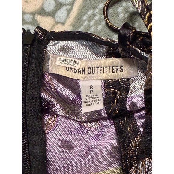 Urban Outfitters Koi Fish Jacquard Metallic Mini Dress Black Gold Silver Small - Picture 3 of 3